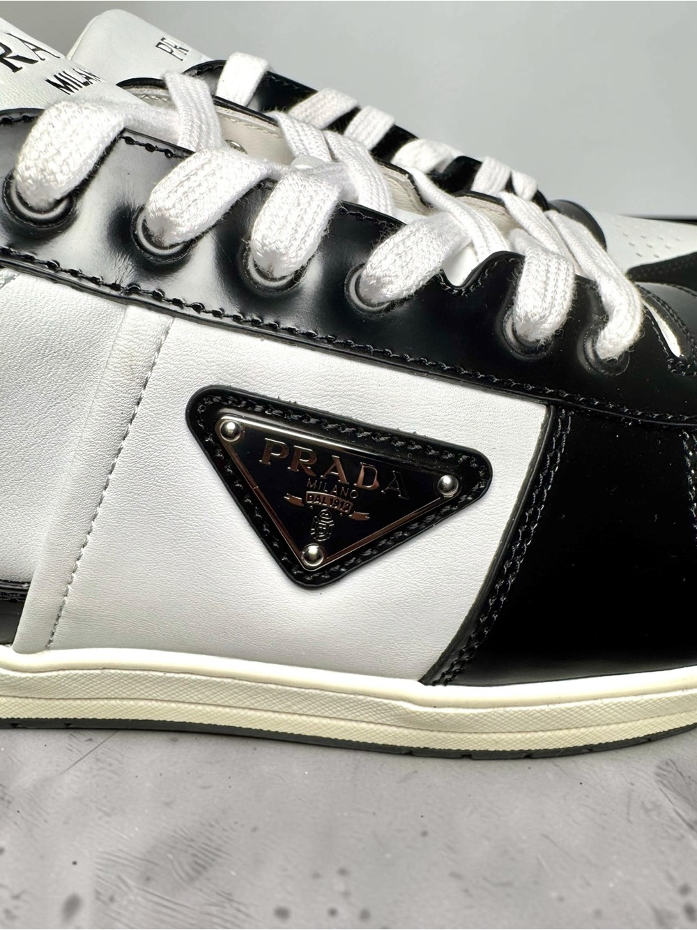 Prada Cream & Black Low-Top Men's Sneakers - Picture 4 of 11